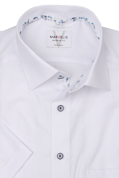 Produktbild fr 'MARVELIS Modern Fit Hemd Halbarm New Kent Kragen Struktur wei'