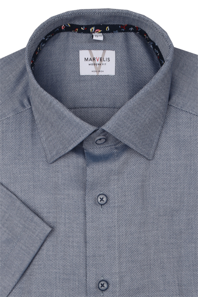 Produktbild fr 'MARVELIS Modern Fit Hemd Halbarm New Kent Kragen Struktur nachtblau'