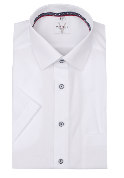 MARVELIS Modern Fit Hemd Halbarm New Kent Kragen wei