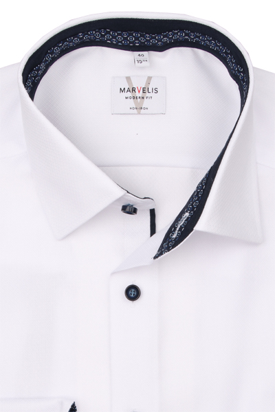 Produktbild f�r 'MARVELIS Modern Fit Hemd Langarm New Kent Kragen Struktur wei�'