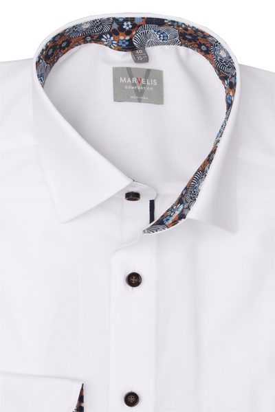 Produktbild fr 'MARVELIS Comfort Fit Hemd Langarm New Kent Kragen wei'