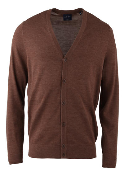MARVELIS Cardigan Langarm mit Knopfleiste aus Merino cognac