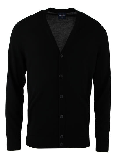 MARVELIS Cardigan Langarm mit Knopfleiste aus Merino schwarz