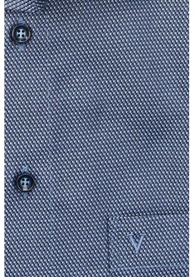 MARVELIS Modern Fit Hemd Halbarm New Kent Kragen Muster dunkelblau