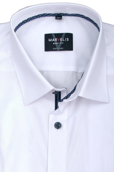 MARVELIS Body Fit Hemd extra langer Arm New Kent weiß