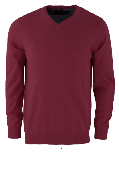 MARVELIS Strick Pullover Langarm V-Ausschnitt weinrot