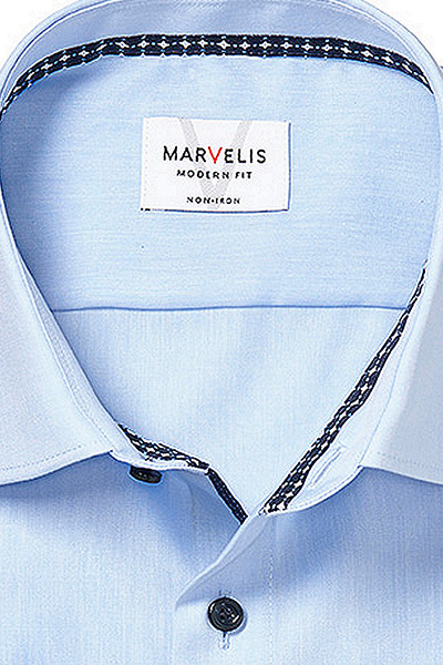 MARVELIS Modern Fit Hemd Langarm New Kent Kragen hellblau