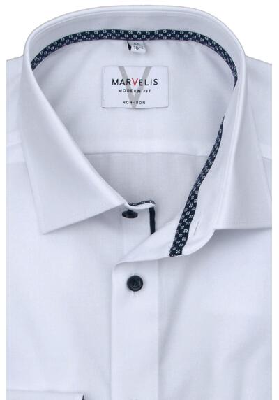 Produktbild fr 'MARVELIS Modern Fit Hemd Langarm New Kent Kragen wei'