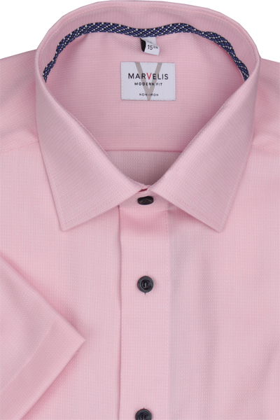 Produktbild fr 'MARVELIS Modern Fit Hemd Halbarm New Kent Kragen Struktur rosa'