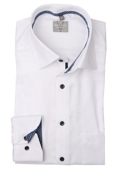 MARVELIS Comfort Fit Hemd Langarm New Kent Kragen wei