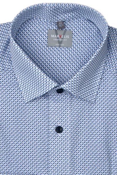 Produktbild fr 'MARVELIS Comfort Fit Hemd Langarm New Kent Kragen Muster blau'