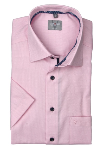 MARVELIS Comfort Fit Hemd Halbarm New Kent Kragen rosa