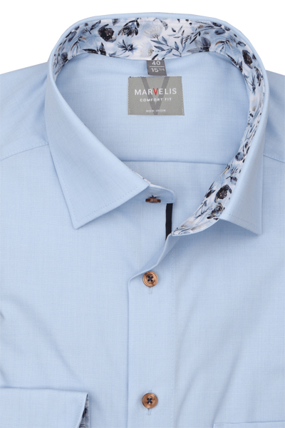 Produktbild f�r 'MARVELIS Comfort Fit Hemd Langarm New Kent Kragen Fil a Fil hellblau'