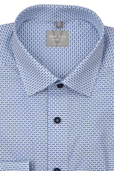 Produktbild f�r 'MARVELIS Comfort Fit Hemd Langarm New Kent Kragen Muster blau'