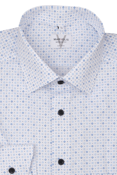 Produktbild f�r 'MARVELIS Modern Fit Hemd extra langer Arm New Kent Kragen Muster wei�'