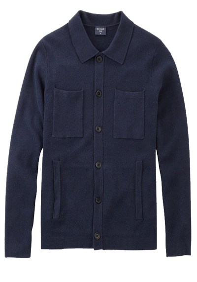 OLYMP Casual Strickjacke Langarm Brusttasche navy