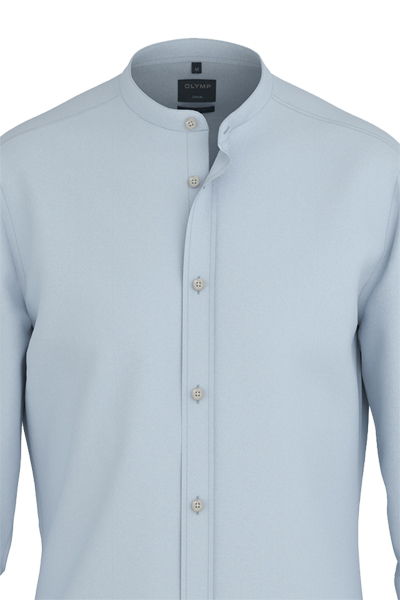 Produktbild f�r 'OLYMP Casual Hemd Langarm Stehkragen Leinenstruktur hellblau'
