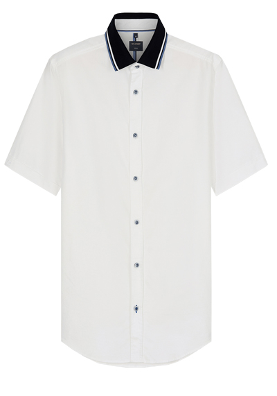 OLYMP Casual Hemd Halbarm Polokragen Oxford wei�