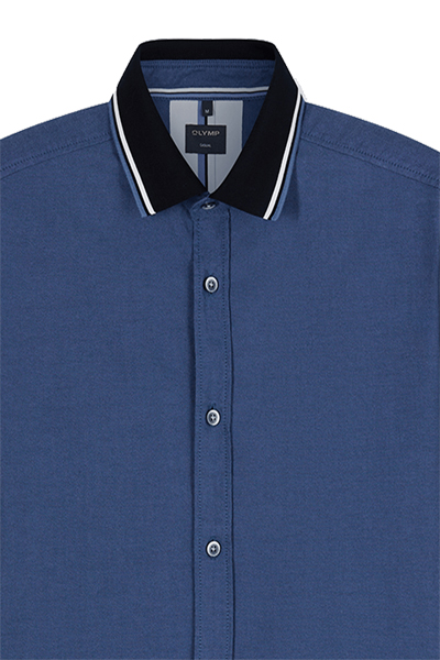Produktbild f�r 'OLYMP Casual Hemd Halbarm Polokragen Oxford dunkelblau'