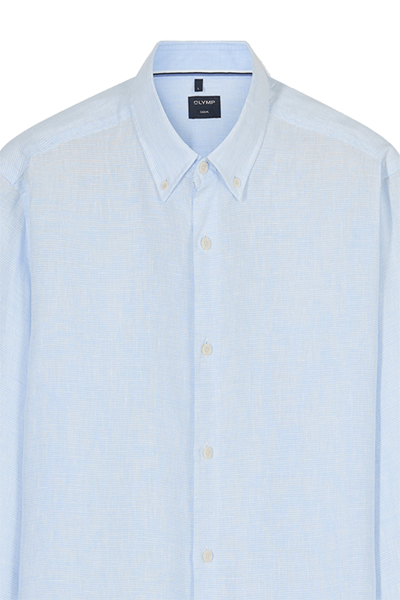 Produktbild f�r 'OLYMP Casual Hemd Langarm Button Down Kragen Leinen Ringel hellblau'