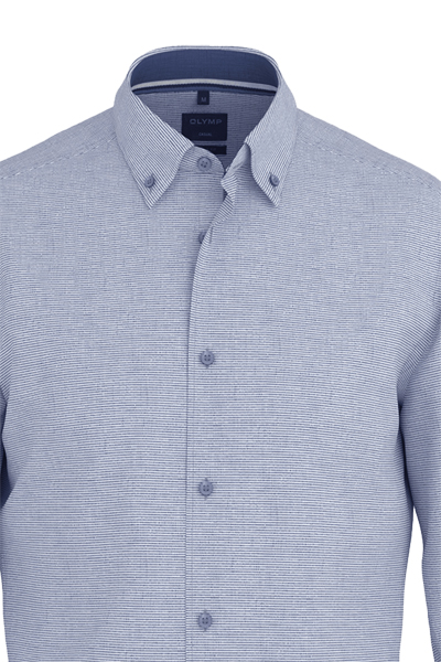 Produktbild f�r 'OLYMP Casual Hemd Langarm Button Down Kragen Leinen Ringel dunkelblau'