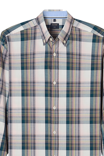 Produktbild f�r 'OLYMP Casual Hemd Langarm Button Down Kragen Karo blau'
