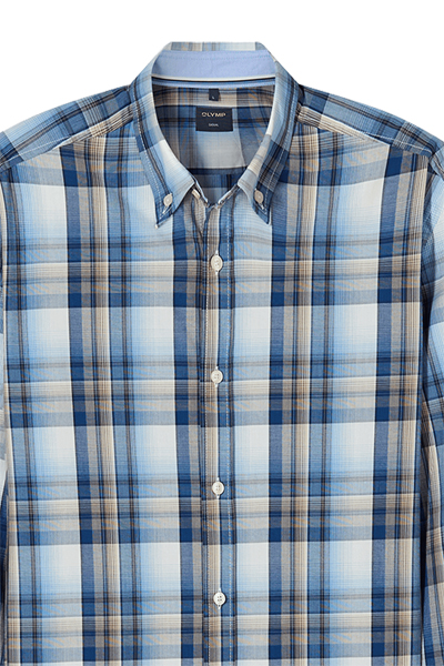 Produktbild f�r 'OLYMP Casual Hemd Langarm Button Down Kragen Karo dunkelblau'