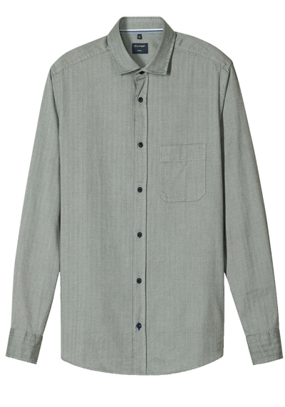 Produktbild f�r 'OLYMP Casual Hemd Langarm New Kent Kragen Fischgrat dunkelgr�n'