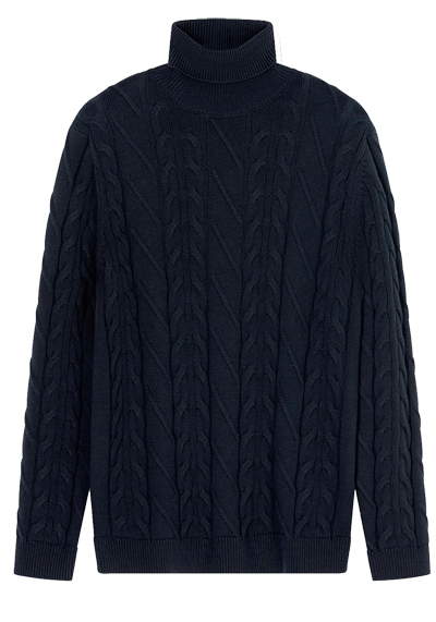 Produktbild f�r 'OLYMP Rollkragenpullover Langarm Struktur Strick nachtblau'
