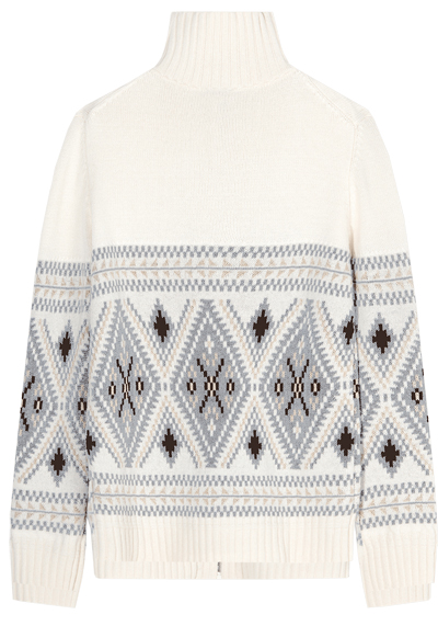 Produktbild f�r 'OLYMP Strickjacke Langarm Rei�verschluss Muster wei�'
