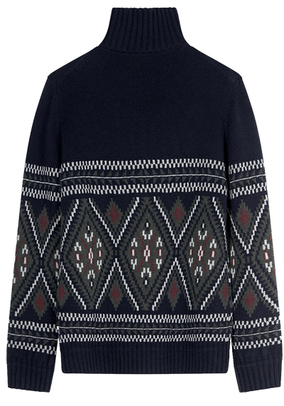 Produktbild f�r 'OLYMP Strickjacke Langarm Rei�verschluss Muster blau'