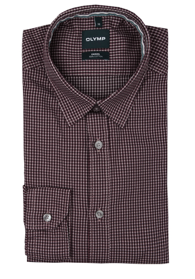 Produktbild f�r 'OLYMP Casual Hemd Langarm New Kent Kragen Muster rot'