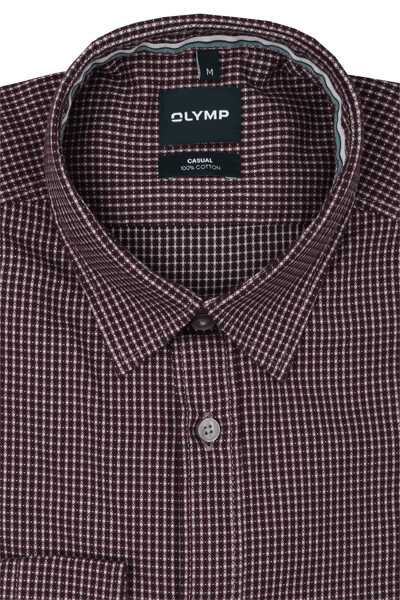 Produktbild f�r 'OLYMP Casual Hemd Langarm New Kent Kragen Muster rot'