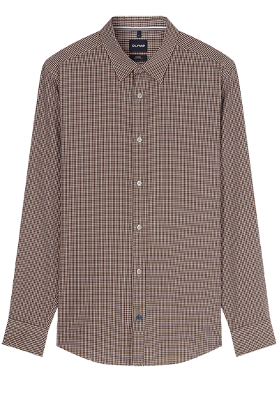 Produktbild f�r 'OLYMP Casual Hemd Langarm New Kent Kragen Muster braun'