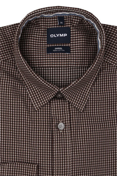 Produktbild f�r 'OLYMP Casual Hemd Langarm New Kent Kragen Muster braun'