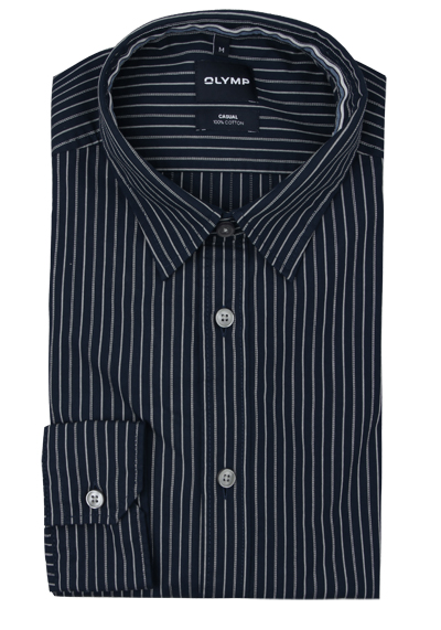 Produktbild f�r 'OLYMP Casual Hemd Langarm New Kent Kragen Streifen blau'