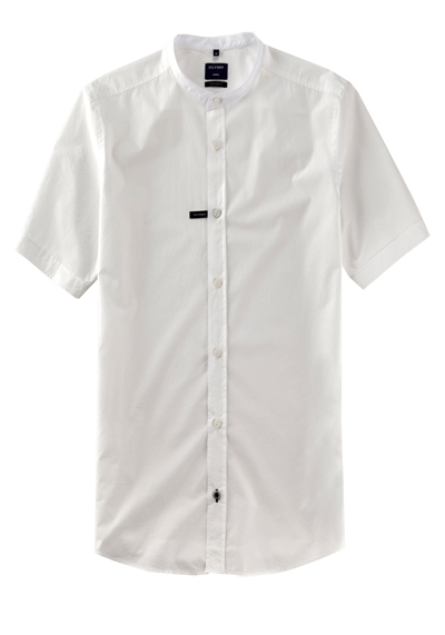 OLYMP Casual regular fit Hemd Halbarm Stehkragen Papertouch wei