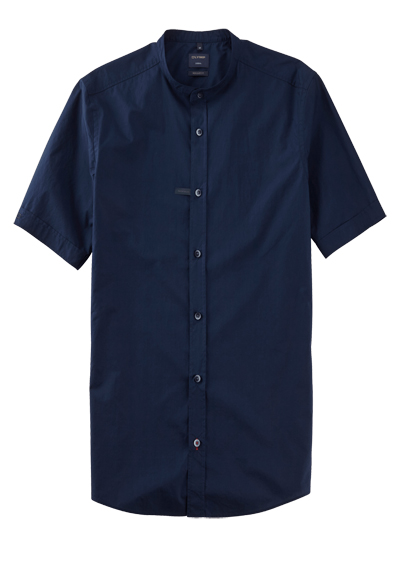 OLYMP Casual regular fit Hemd Halbarm Stehkragen Papertouch nachtblau