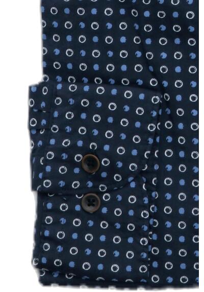 OLYMP Level Five Smart Casual body fit Hemd Langarm New Kent Kragen Muster dunkelblau