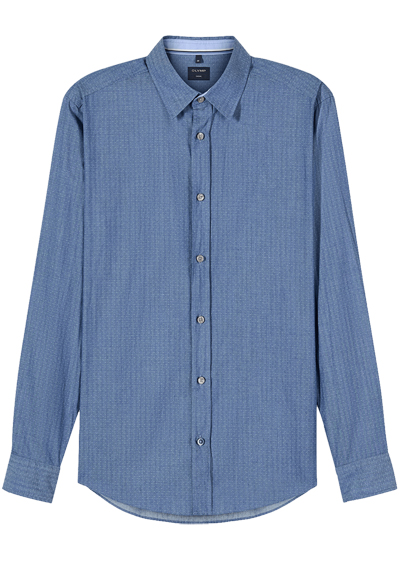 Produktbild f�r 'OLYMP Casual Hemd Langarm New Kent Kragen Fischgratstruktur navy'