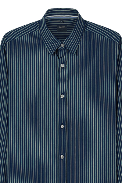 Produktbild f�r 'OLYMP Casual Hemd Langarm New Kent Kragen Streifen dunkelblau'