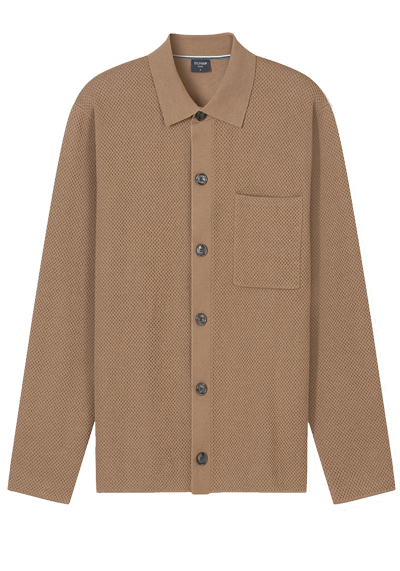 OLYMP Casual Strickjacke Langarm Baumwollmix Strick mokka preisreduziert