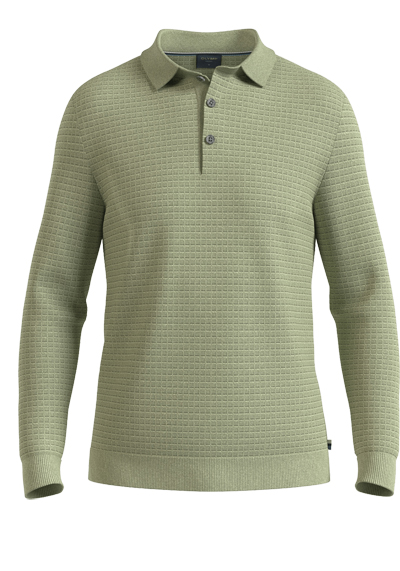 OLYMP Casual Strick Polo Langarm gekn�pfter Polokragen Strick gr�n preisreduziert