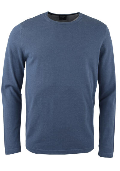 OLYMP Casual Strick Pullover Langarm Rundhals mittelblau