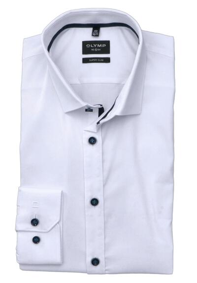 OLYMP No. Six super slim Hemd Langarm New Kent Kragen Struktur wei preisreduziert