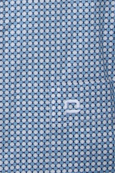 OLYMP Luxor comfort fit Hemd Langarm New Kent Kragen Muster blau