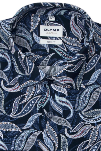 Produktbild fr 'OLYMP Level Five body fit Hemd extra langer Arm New Kent Kragen Blumenmuster blau'