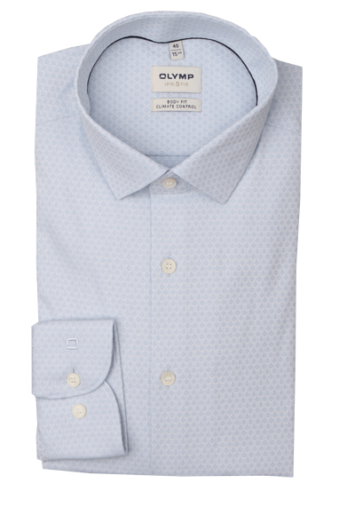 Produktbild für 'OLYMP Level Five 24/Seven body fit Hemd extra langer Arm New Kent Kragen Muster hellblau'