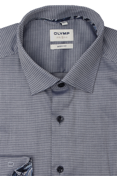 Produktbild fr 'OLYMP Level Five 24/Seven body fit Hemd extra langer Arm Struktur dunkelblau'