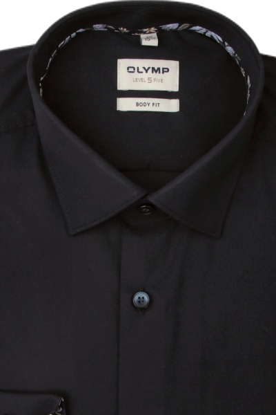 Produktbild fr 'OLYMP Level Five body fit Langarm New Kent Kragen Popeline navy'